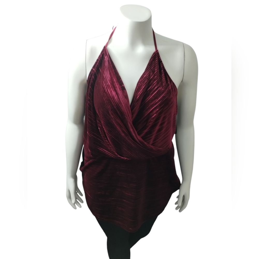 City Chic Women's Ribbed Velvet Halter Whimsigoth Top size L/20 Office‎ Siren